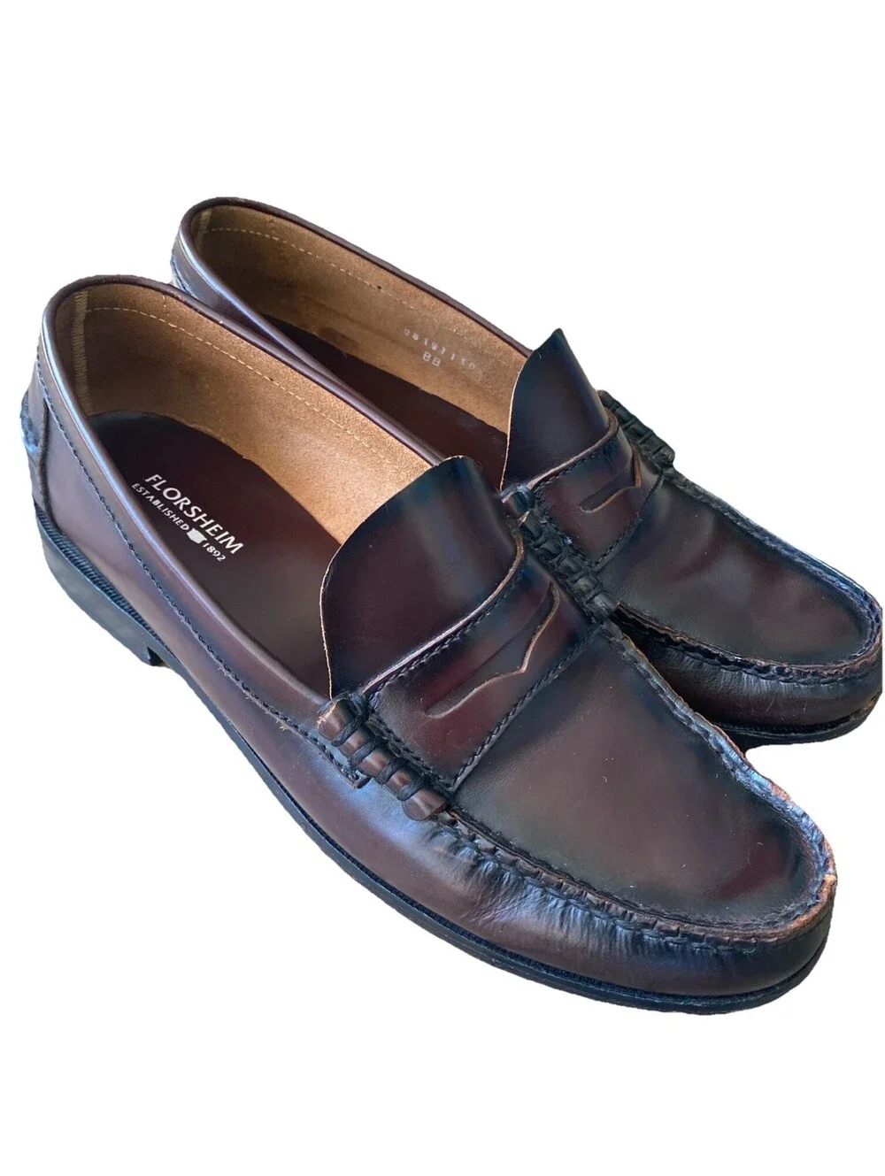 Florsheim Berkley Burgundy Smooth Leather Moc Toe Penny Loafer 8.5 D Men’s